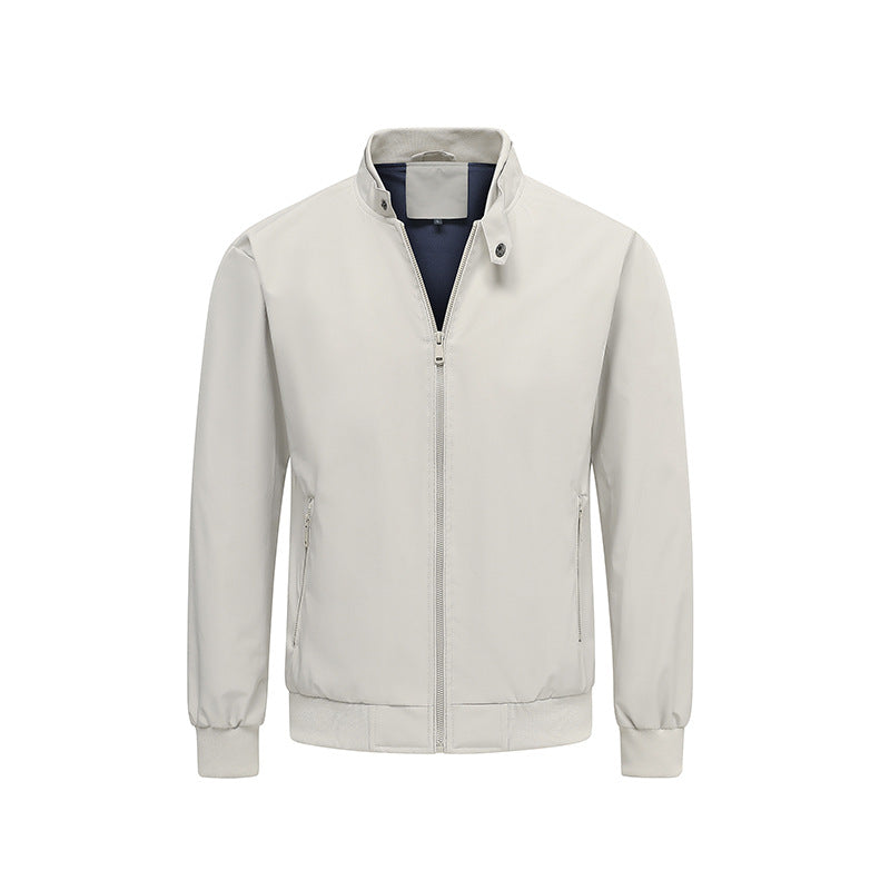 Men's Lightweight Bomber Jacket with Stand-Up Collar, Wind-Resistant Shell and Elastic Cuffs Chichicherry
