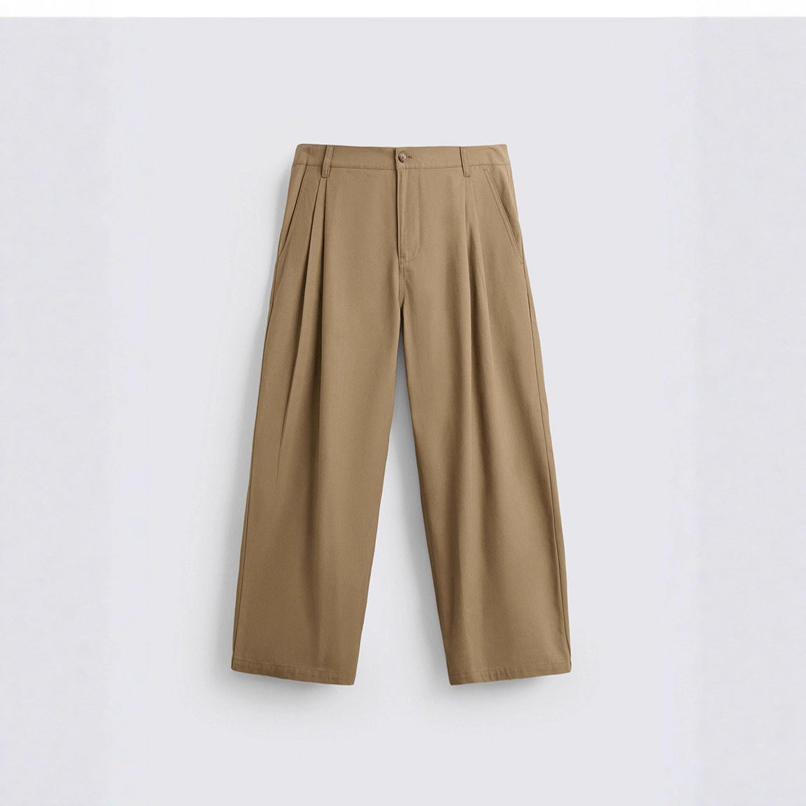 Men's wide pleated chino pants with high waistband and cropped leg Chichicherry