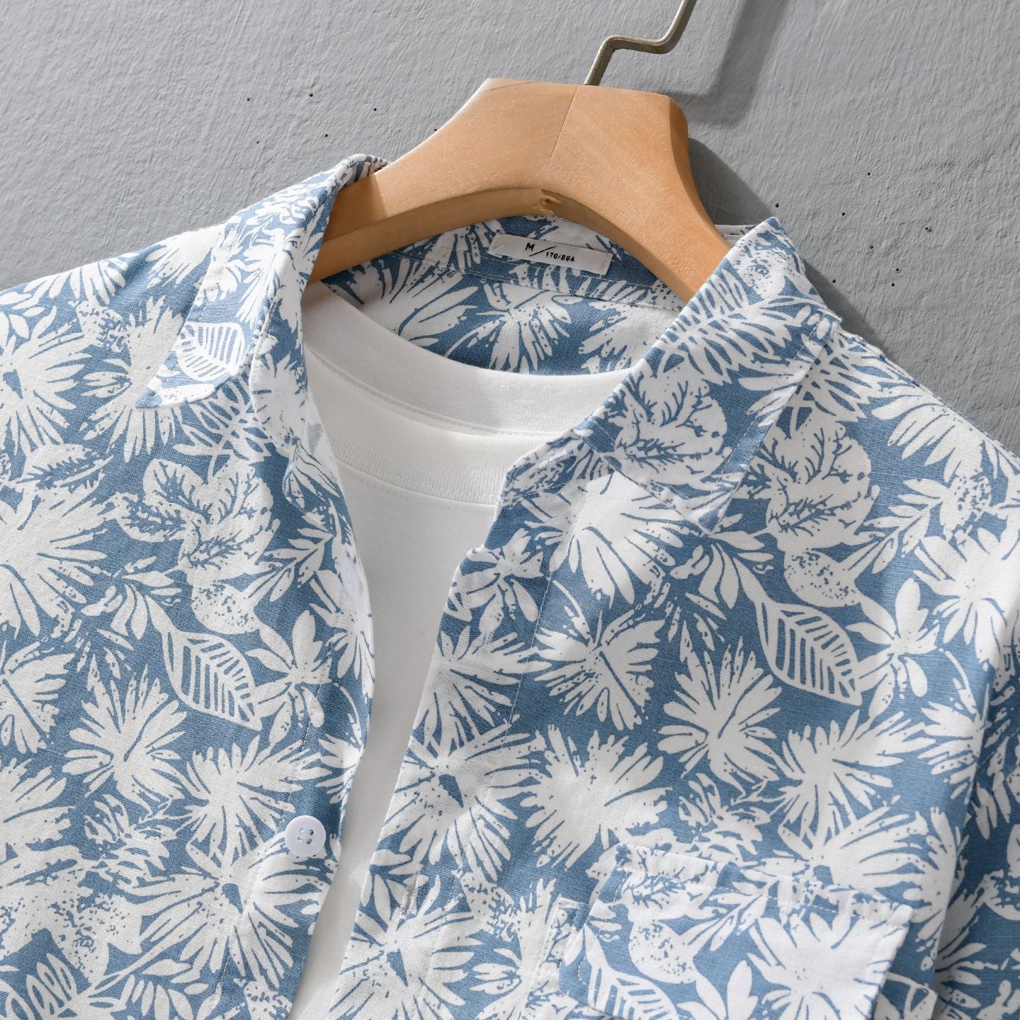 Women's Lightweight Floral Print Overshirt made of Linen-Cotton Blend with Kent Collar and Chest Pocket Chichicherry