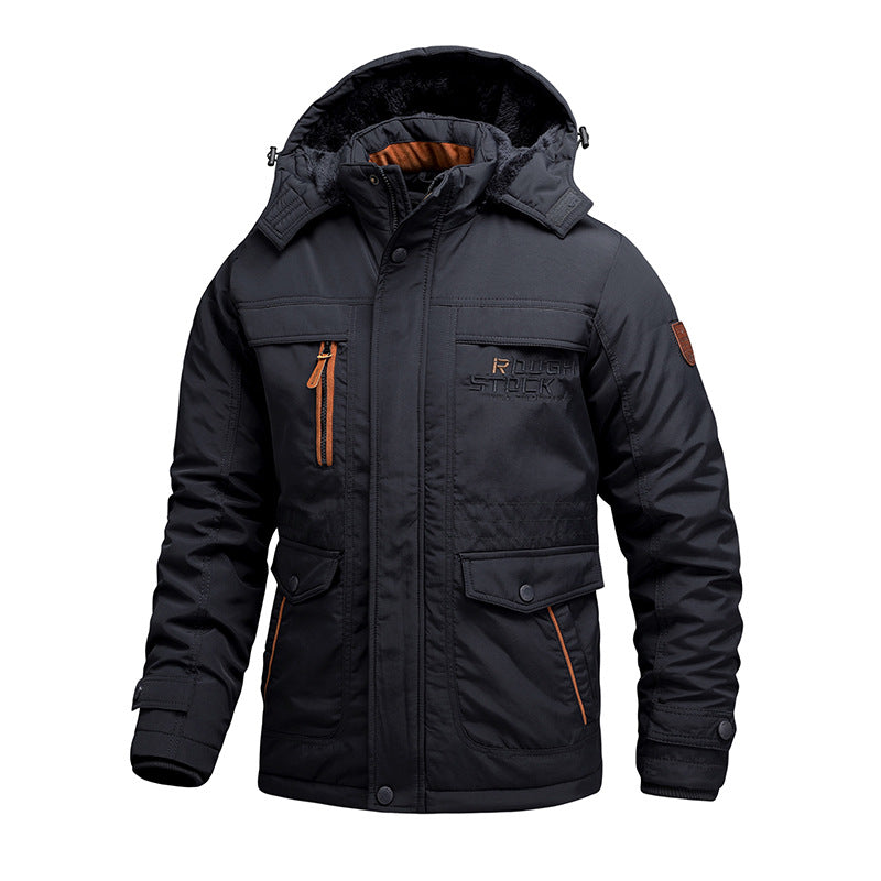Men's thermo outdoor parka with detachable hood and multifunctional pockets Chichicherry
