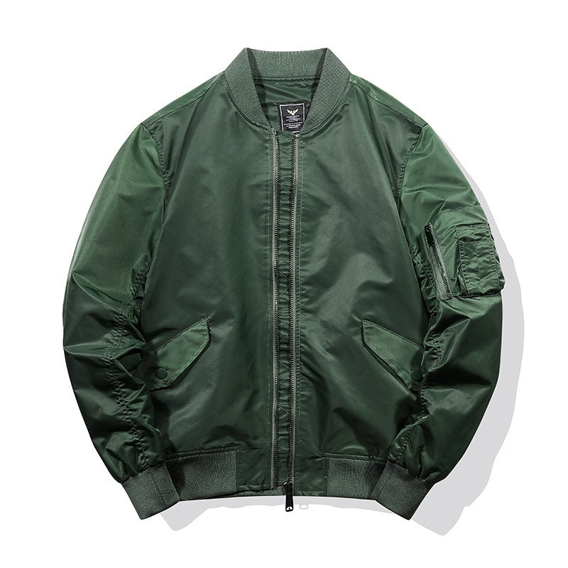 Men's Nylon Bomber Jacket in Aviator Style with Arm Pocket and Ribbed Cuffs Chichicherry