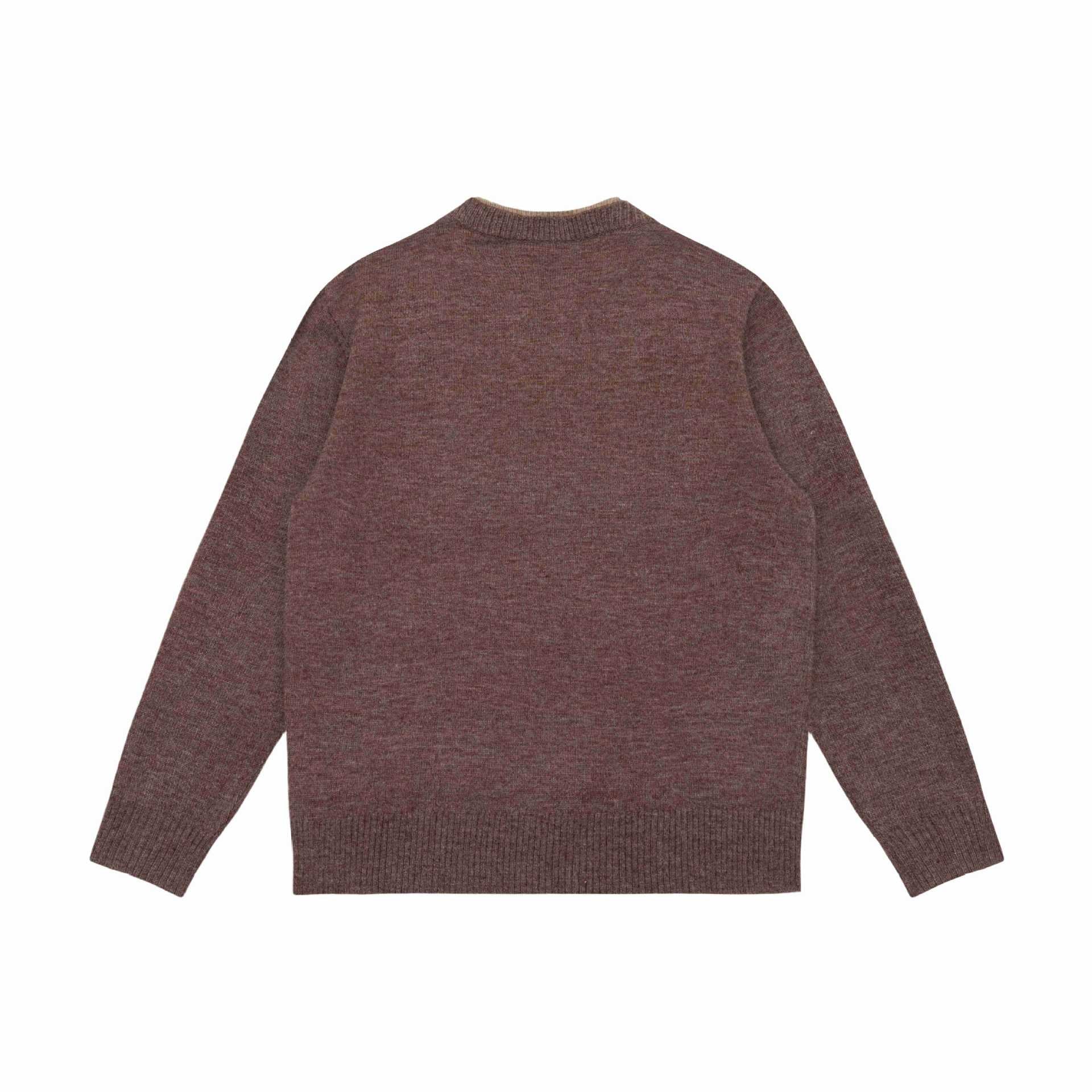 Unisex Chunky Knit Sweater with V-Notch Neckline and Contrasting Inner Trim Chichicherry