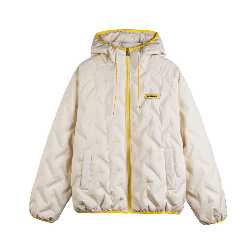 Unisex Padded Hoodie in Boxy Cut with Contrast Edges and Elastic Hem Chichicherry