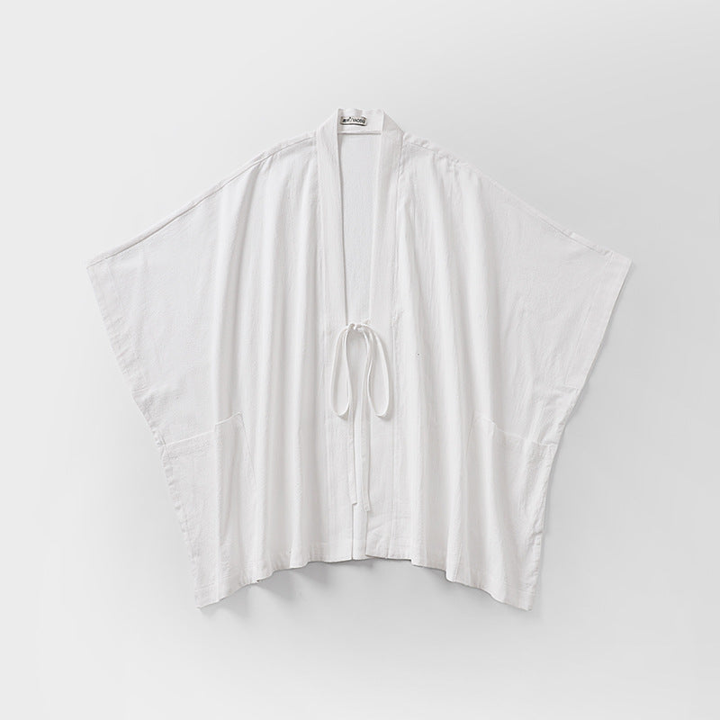 Women Oversize Kimono Cardigan with Tie Belt and Side Pockets Chichicherry