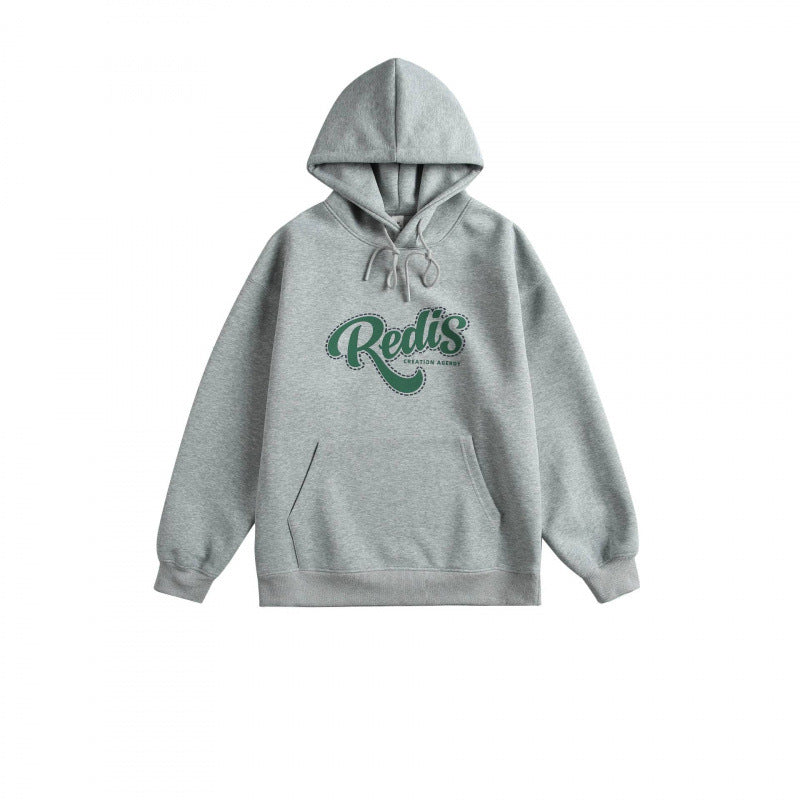 Unisex Oversized Hoodie with Kangaroo Pocket, Logo Print and Wide Ribbed Hem Chichicherry