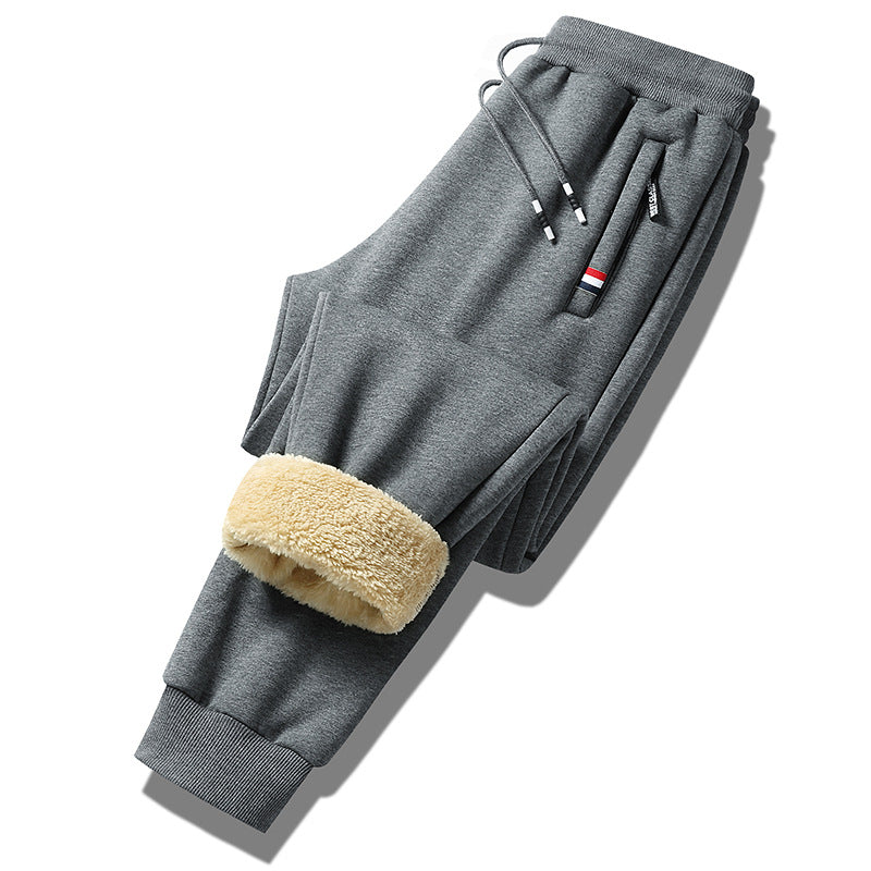 Men's fleece-lined jogging pants with teddy inner lining, drawstring, and slim cuff fit Chichicherry