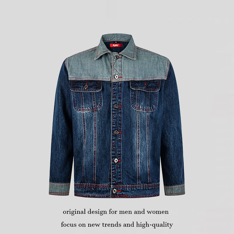 Men's denim jacket in two-tone look with contrast stitching Chichicherry