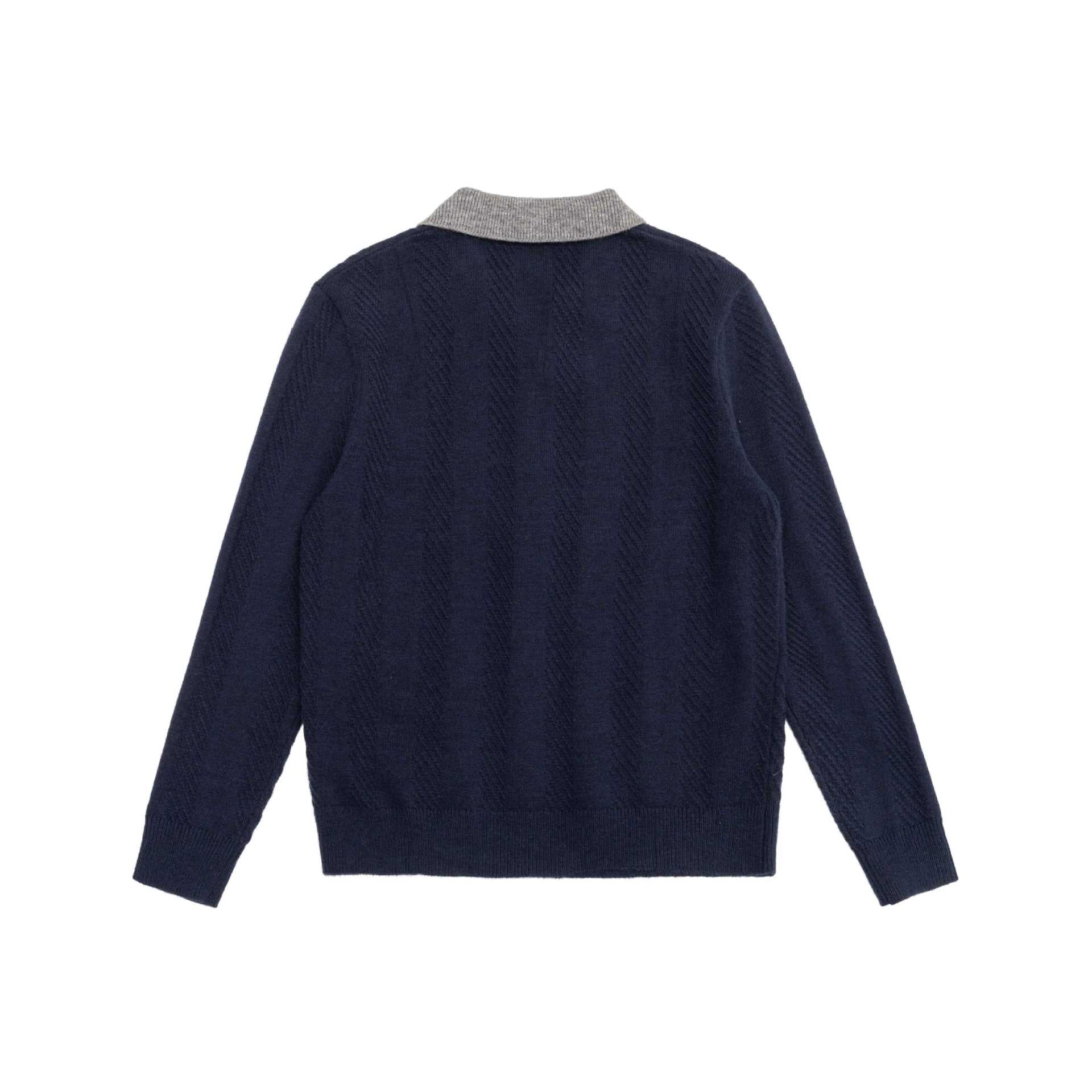 Unisex knitted sweater with polo collar and V-neck Chichicherry