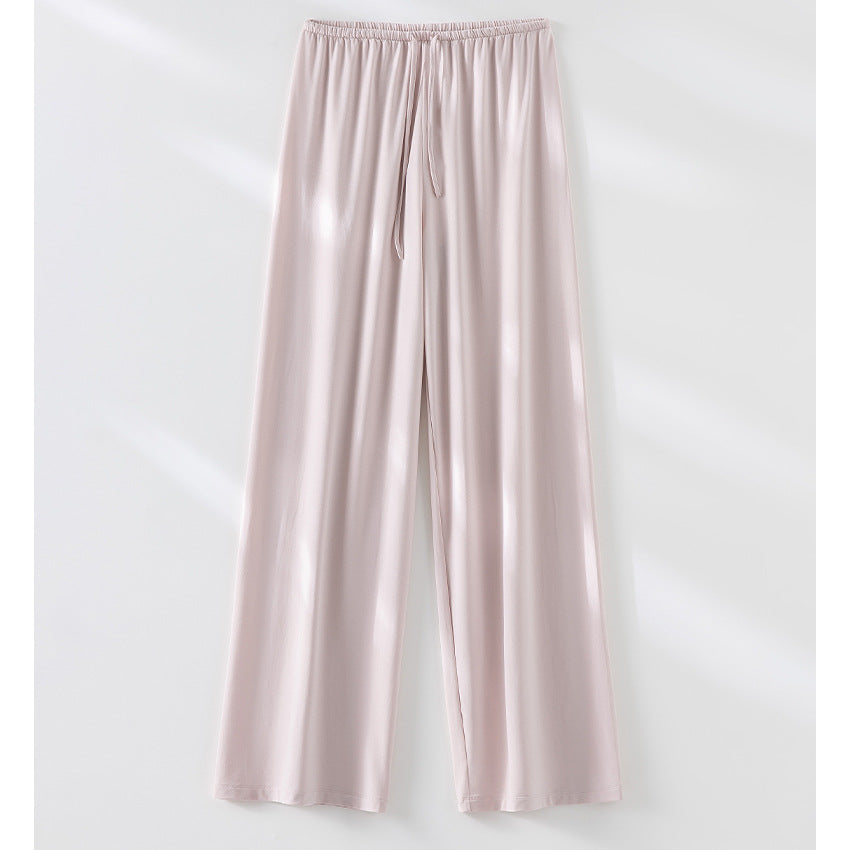 Women Wide Lounge Pants with Elastic Waistband and Drawstring Chichicherry