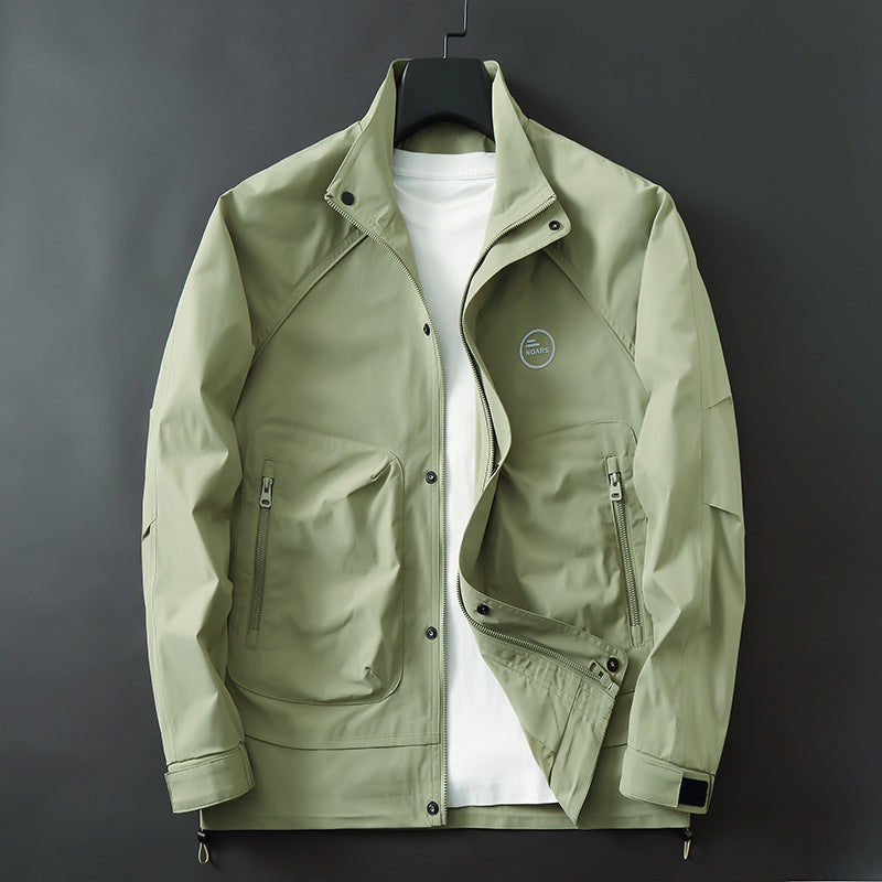 Men's Lightweight Technical Softshell Transition Jacket with Stand-up Collar and Concealed Zipper Placket Chichicherry