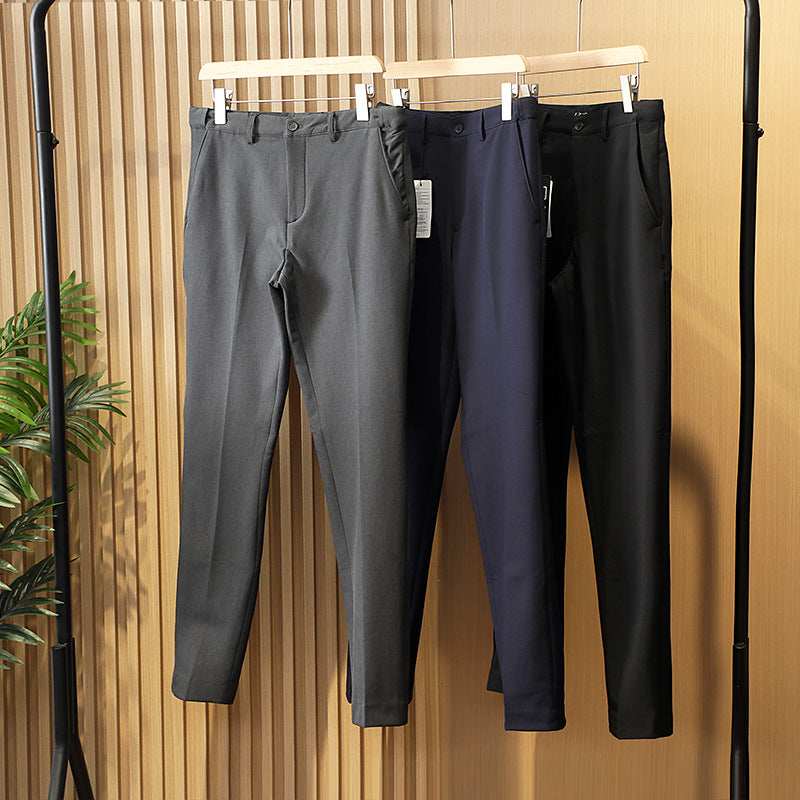 Men's Elegant Straight Cut Suit Trousers with Fold and Straight Leg Chichicherry
