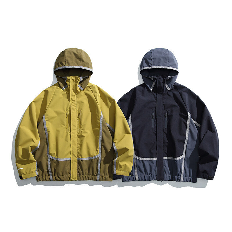 Unisex Water-repellent technical hooded jacket with reflective piping and elastic hem Chichicherry