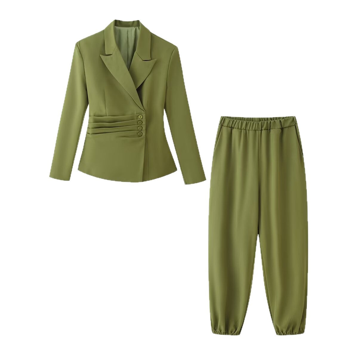 Women's Tailored Blazer with Side Pleats and Asymmetrical Button Placket Chichicherry