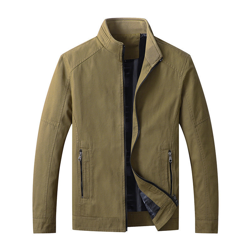 Men's functional canvas zip jacket with stand-up collar and concealed zip pockets Chichicherry
