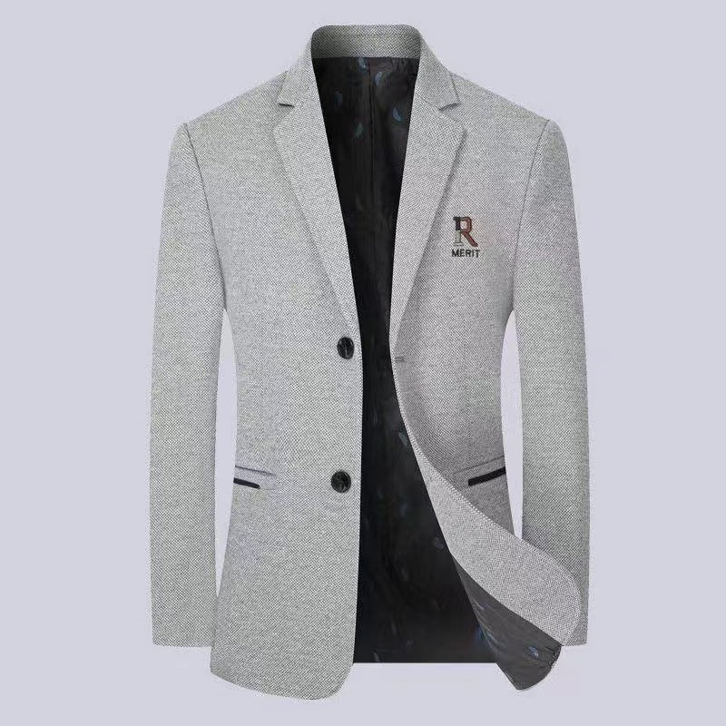 Men's Tailored Structured Blazer in Slim Fit with Logo Embroidery and Light Inner Lining Chichicherry