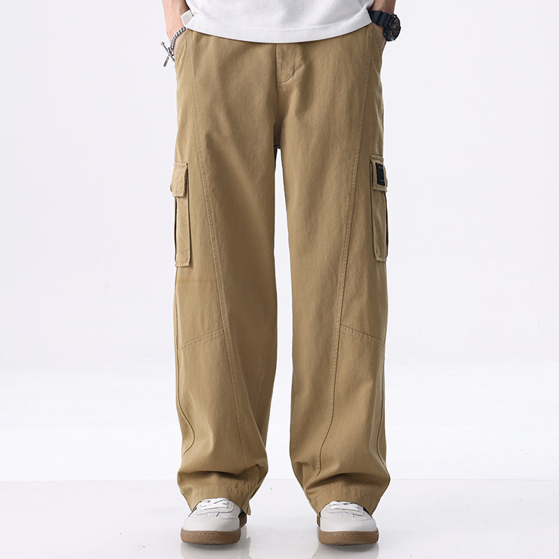 Men's loosely cut cotton cargo pants with applied side pockets and relaxed-fit Chichicherry
