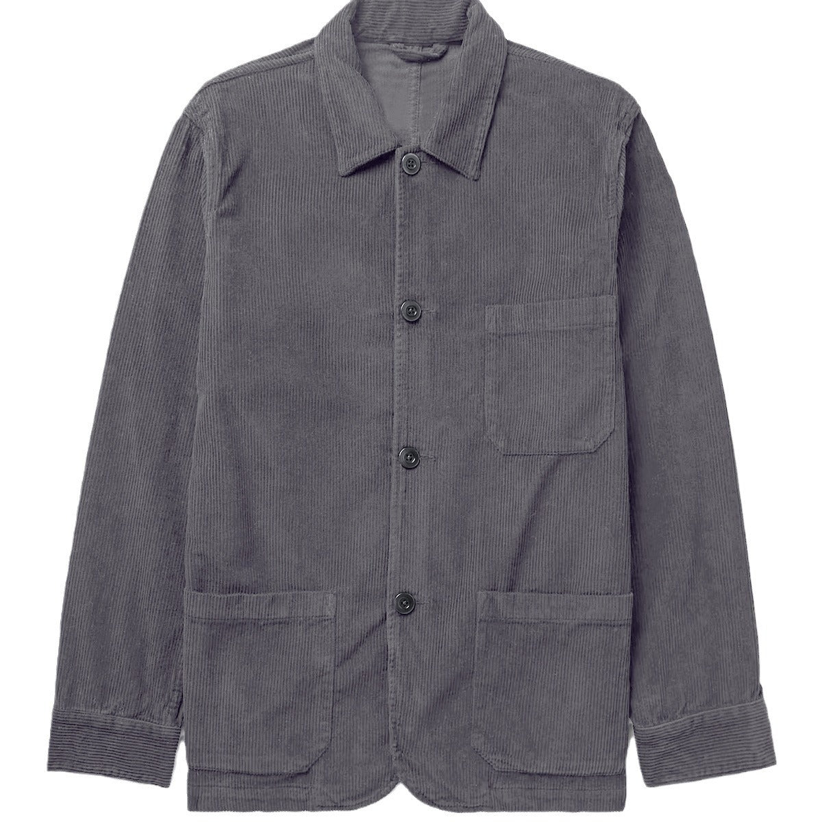 Men's Cord Worker Jacket with Shirt Collar and Patch Pockets Chichicherry