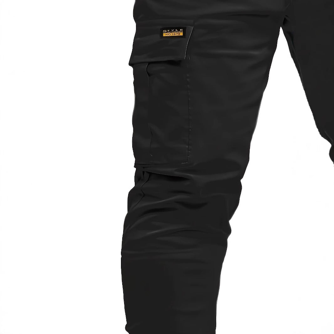 Men's Slim-Tapered Utility Cargo Pants in Jogger Style with Flap and Zipper Pockets Chichicherry