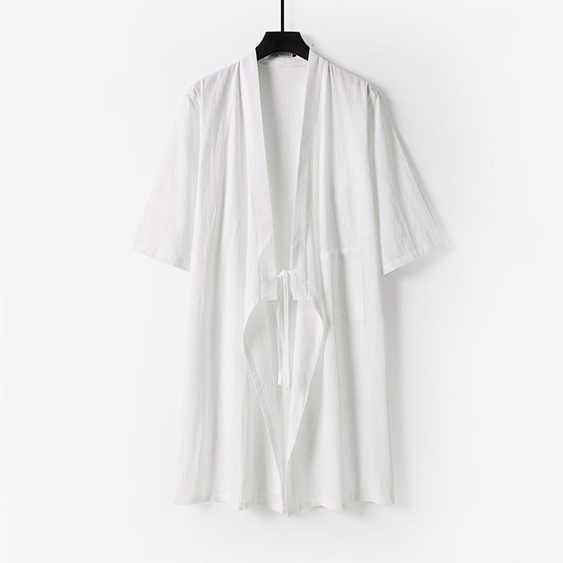 Unisex Oversize Kimono Coat made of cotton blend with tie belt and three-quarter sleeves Chichicherry