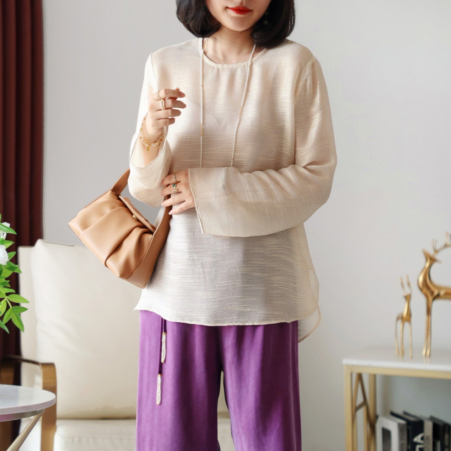 Women Elegant, airy long-sleeve blouse Drune