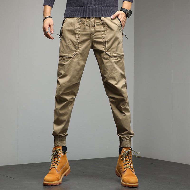 Men's Cargo Jogger Pants with Utility Pockets and Elastic Cuffs Chichicherry