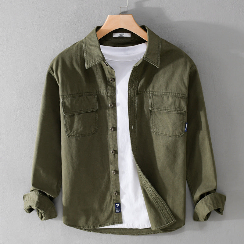 Men's overshirt jacket made of cotton twill with patch chest pockets and button placket Chichicherry