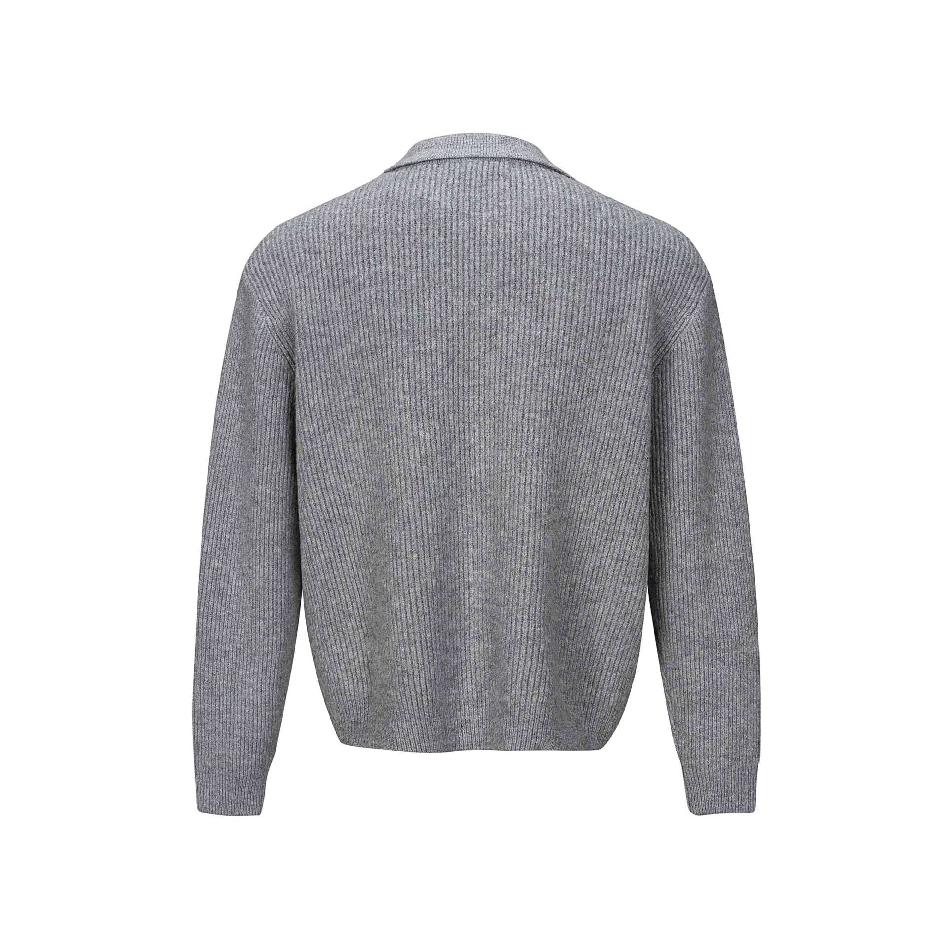 Men's Structured Knit Cardigan with Shirt Collar and Full Button Placket Chichicherry