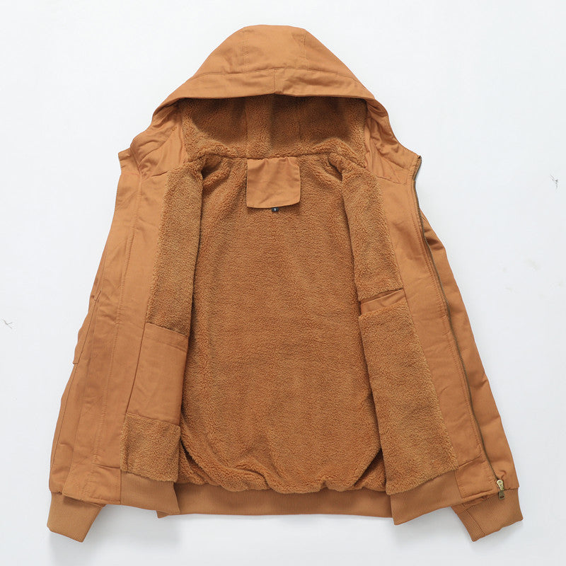 Men's hooded jacket with Sherpa lining and canvas outer material Chichicherry