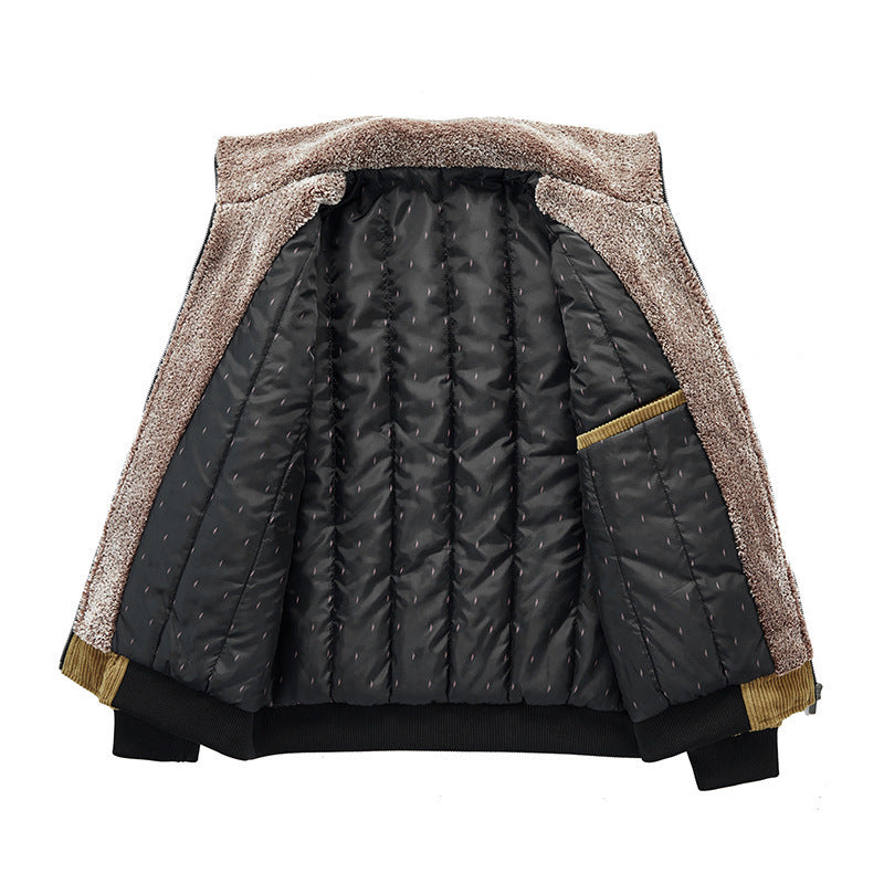 Men's cord field jacket with Sherpa inner lining, stand-up collar and patch pockets Chichicherry