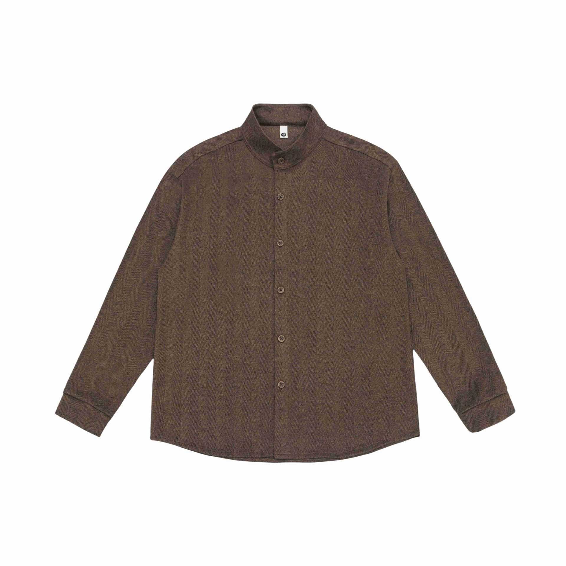 Men's shirt jacket with stand-up collar and herringbone texture Chichicherry