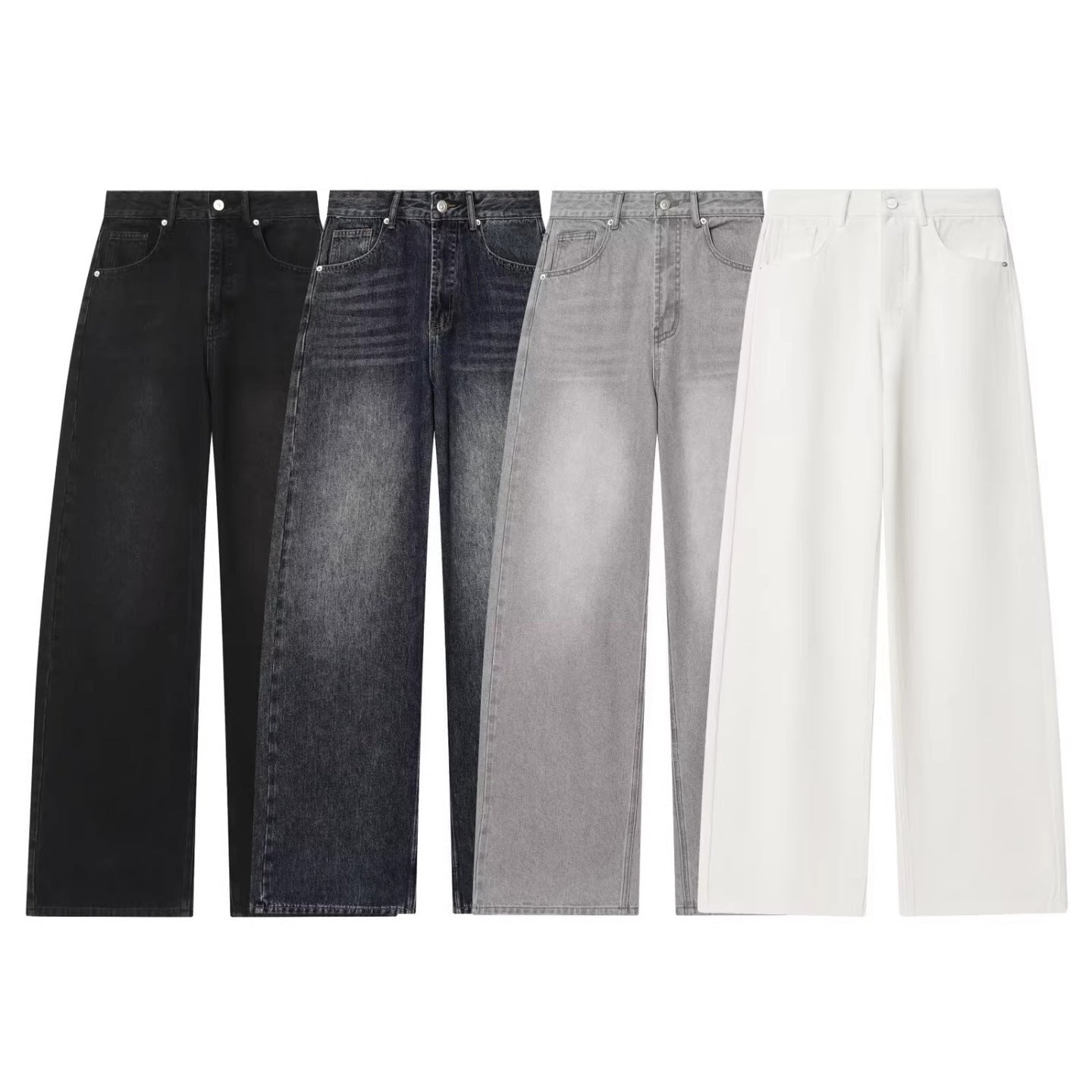 Women's High-Waisted Jeans with Wide Leg and Straight Cut Chichicherry