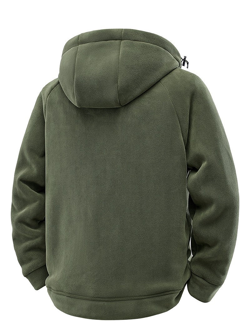Men's Padded Hooded Fleece Jacket with Teddy Lining and Full-Length Zip Chichicherry