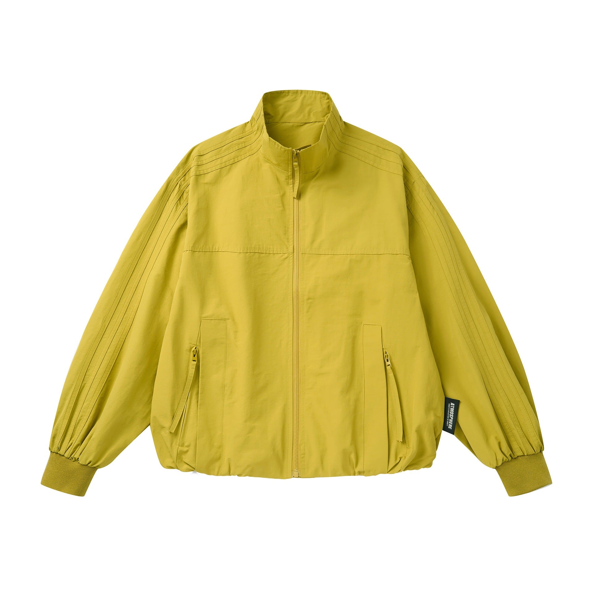 Unisex Light Windbreaker Jacket with High Stand-up Collar and Functional Pockets Chichicherry