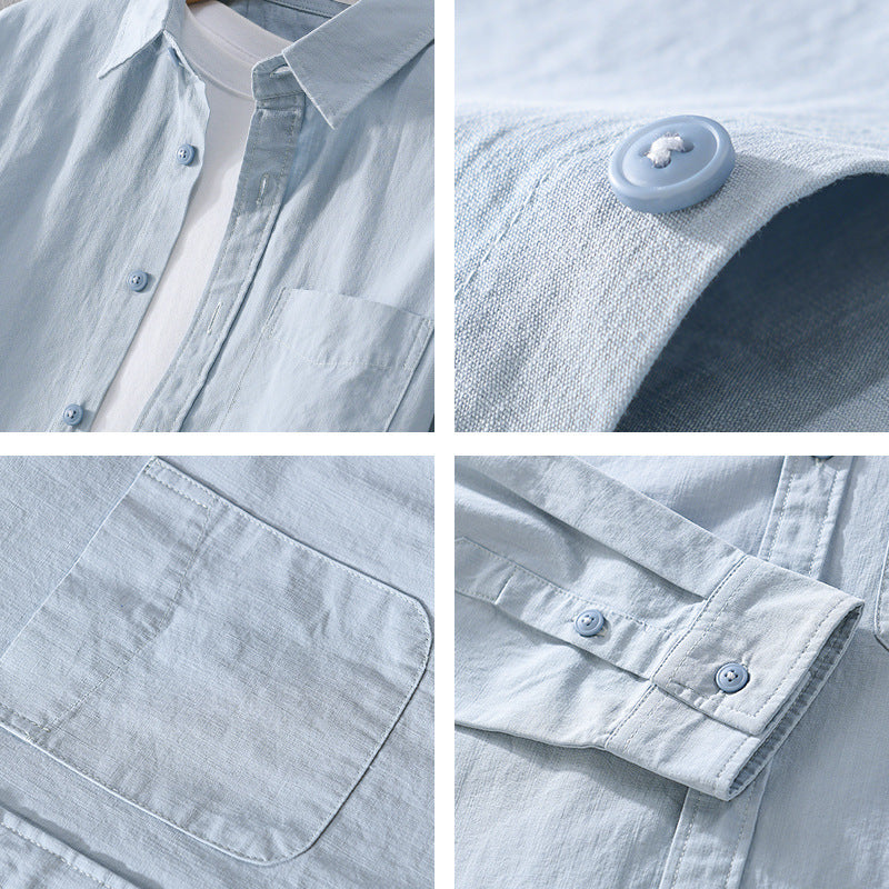 Men's Layered-Look Shirt Jacket made of Cotton Blend with Kent Collar and Chest Pocket Chichicherry
