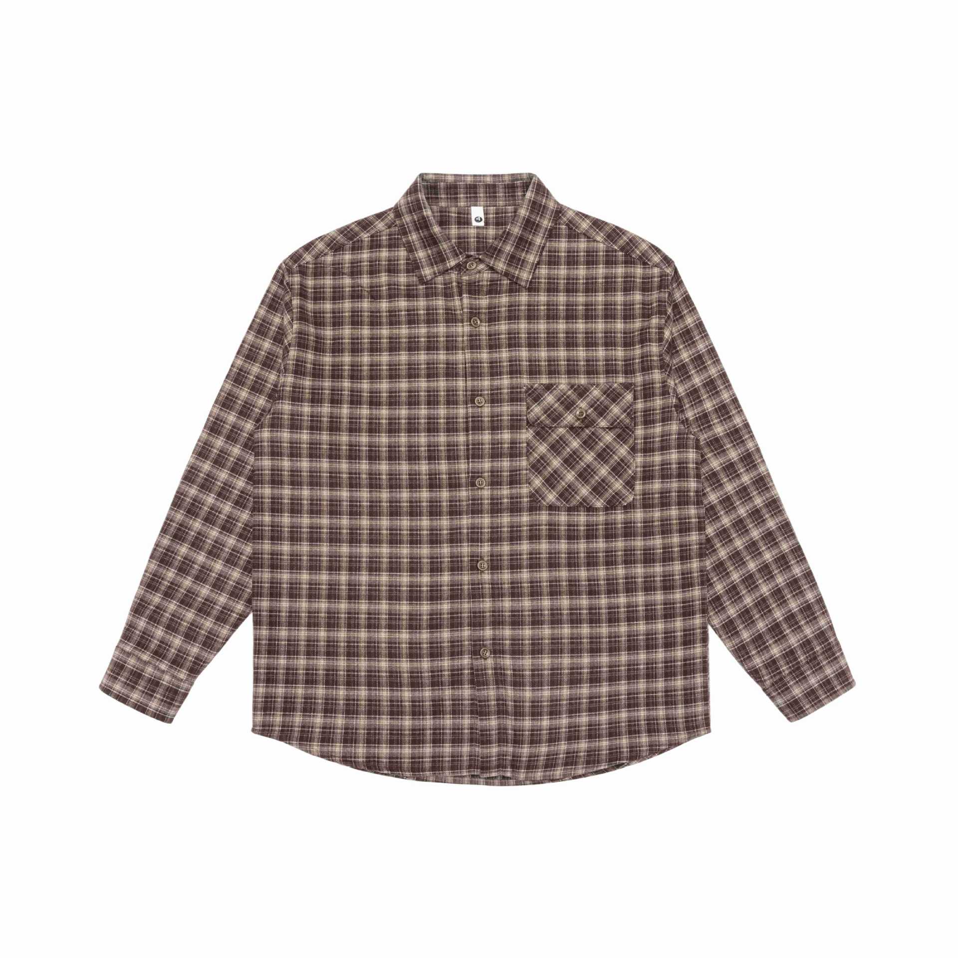 Men's Checkered Flannel Shirt with Chest Pocket and Relaxed Oversize Cut Chichicherry