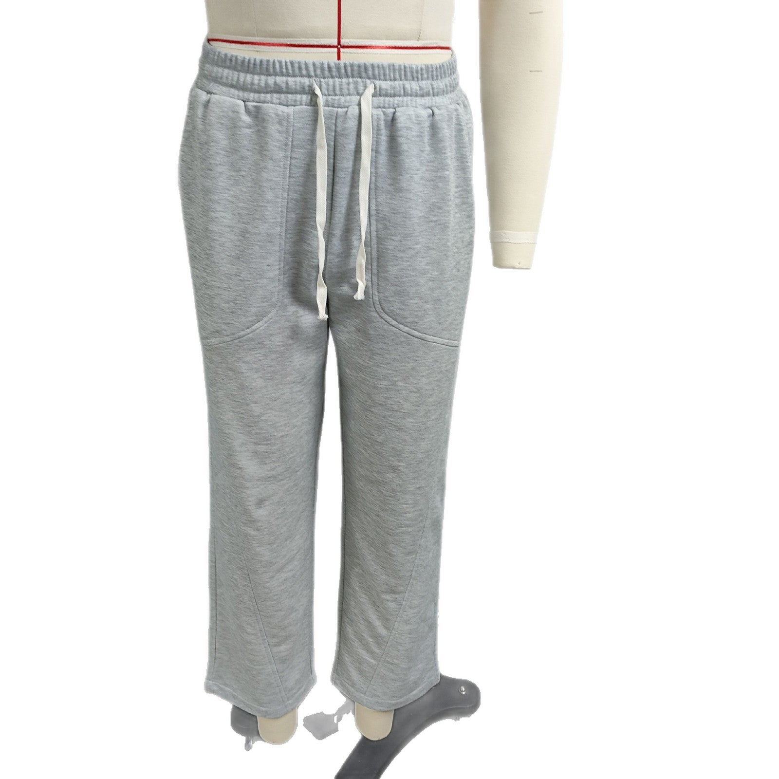 Women Wide Baggy Sweatpants with High Elastic Waistband, Drawstring and Seam Details Chichicherry