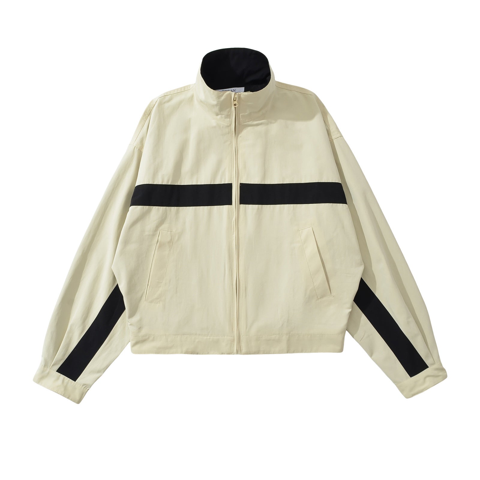 Women's Oversize Track Jacket with Stand-Up Collar, Full-Zip and Contrast Stripes Chichicherry