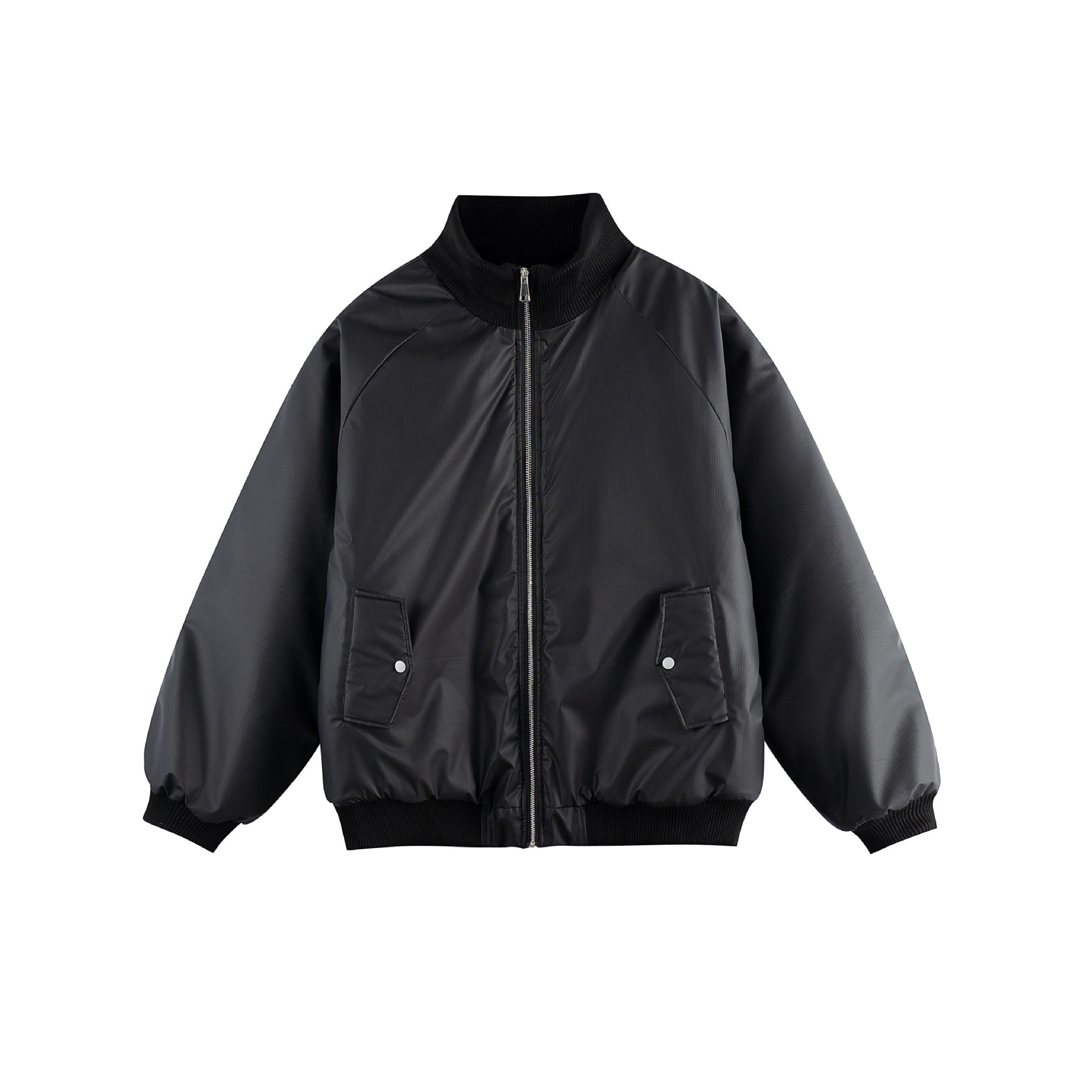 Women's Oversize Bomber Jacket Chichicherry with Stand-Up Collar, Padded Lining and Flap Pockets