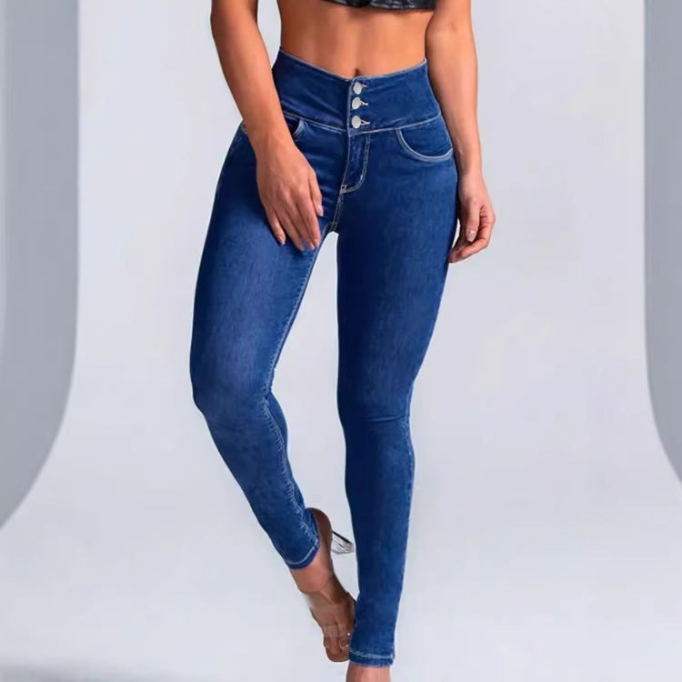 Women's Sculpting High Waist Skinny Jeans with V-Shaped Waist Chichicherry