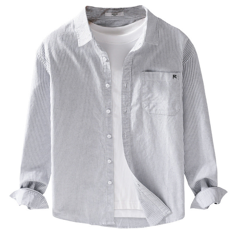 Men's Lightweight Striped Seersucker Shirt in Relaxed Fit with Chest Pocket Chichicherry