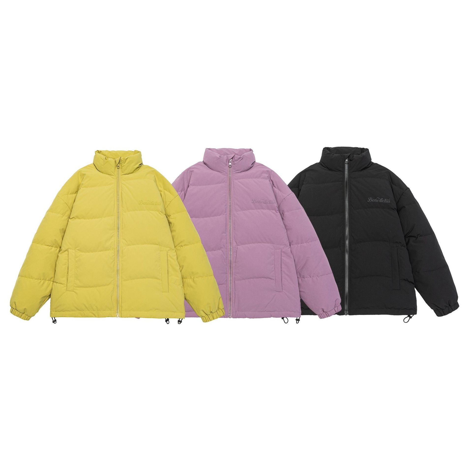 Women's Boxy Quilted Puffer Jacket with High Stand Collar, Drawstring and Elastic Cuffs Chichicherry