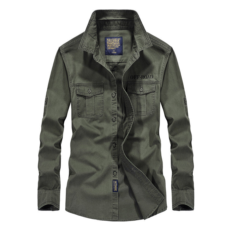 Men's Field Shirt Jacket with Chest Pockets and Offroad Print Chichicherry