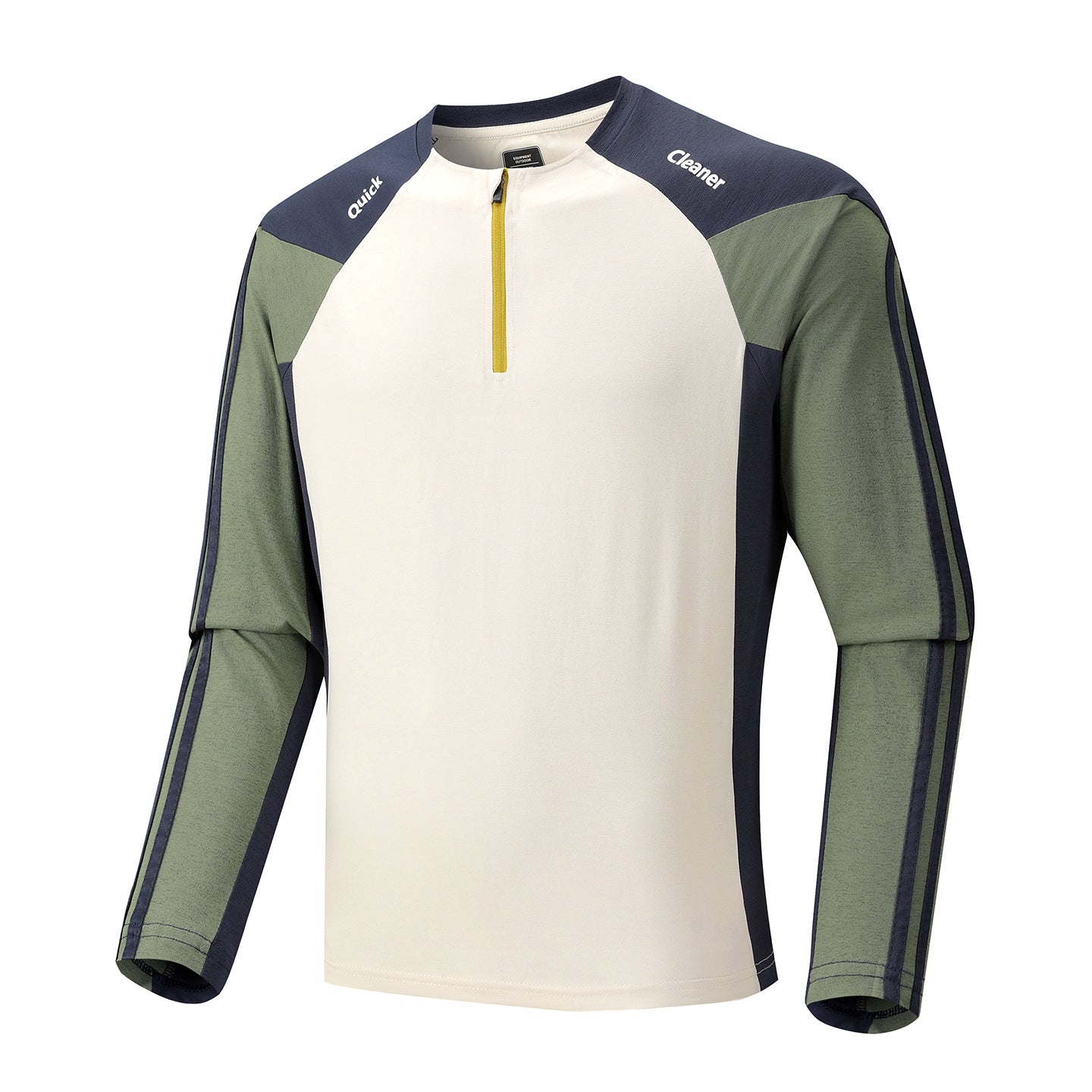 Men's Breathable Long Sleeve Training Shirt with Short Zipper and Raglan Sleeves Chichicherry