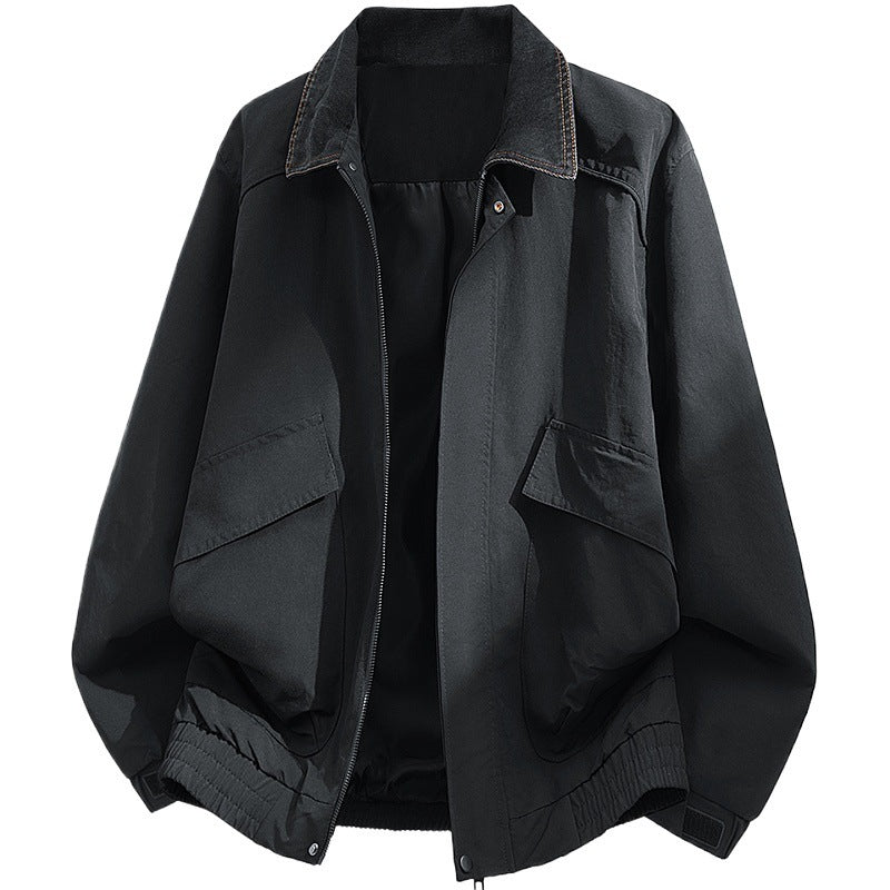 Men's Oversized Utility Blouson with Cord Collar, Flap Pockets and Elastic Hem Chichicherry