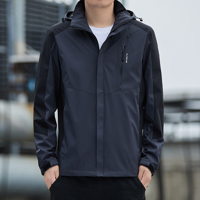 Men's lightweight wind and water-resistant hooded jacket in sporty utility style Chichicherry