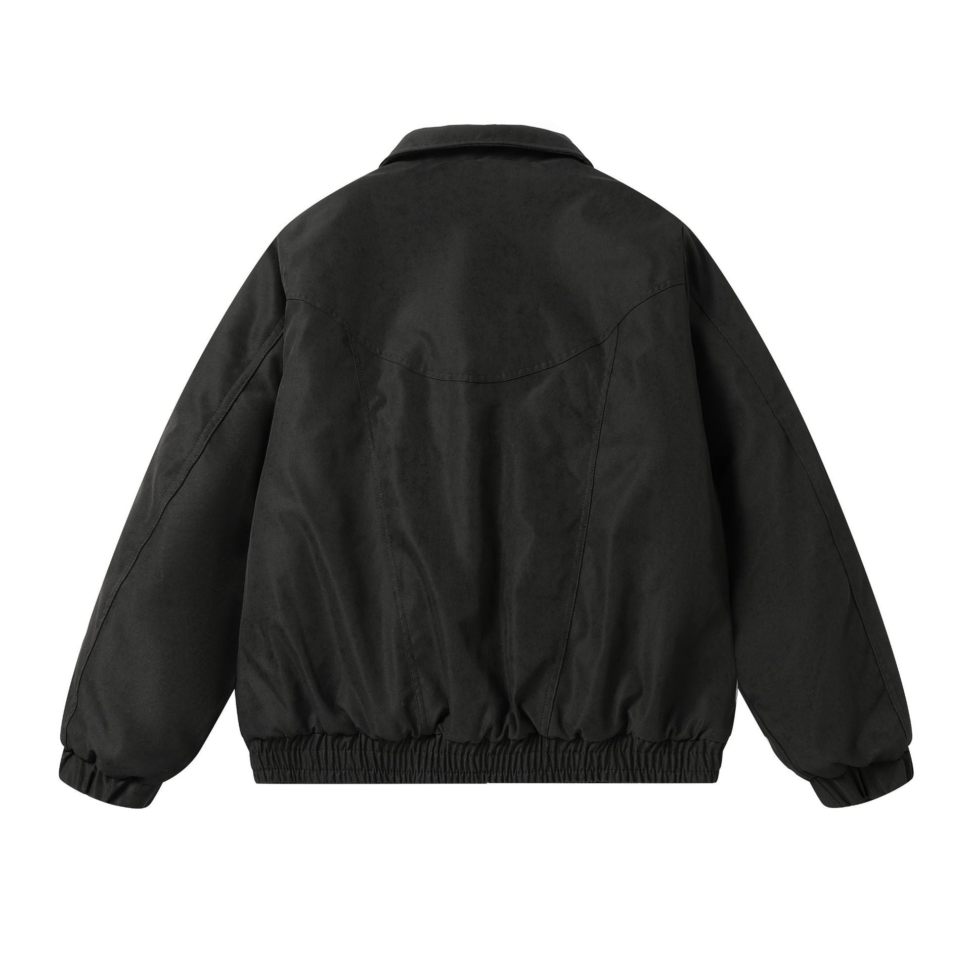 Men's Boxy Utility Bomber Jacket with Short Cut, Metal Zippers, and Elastic Hem Chichicherry