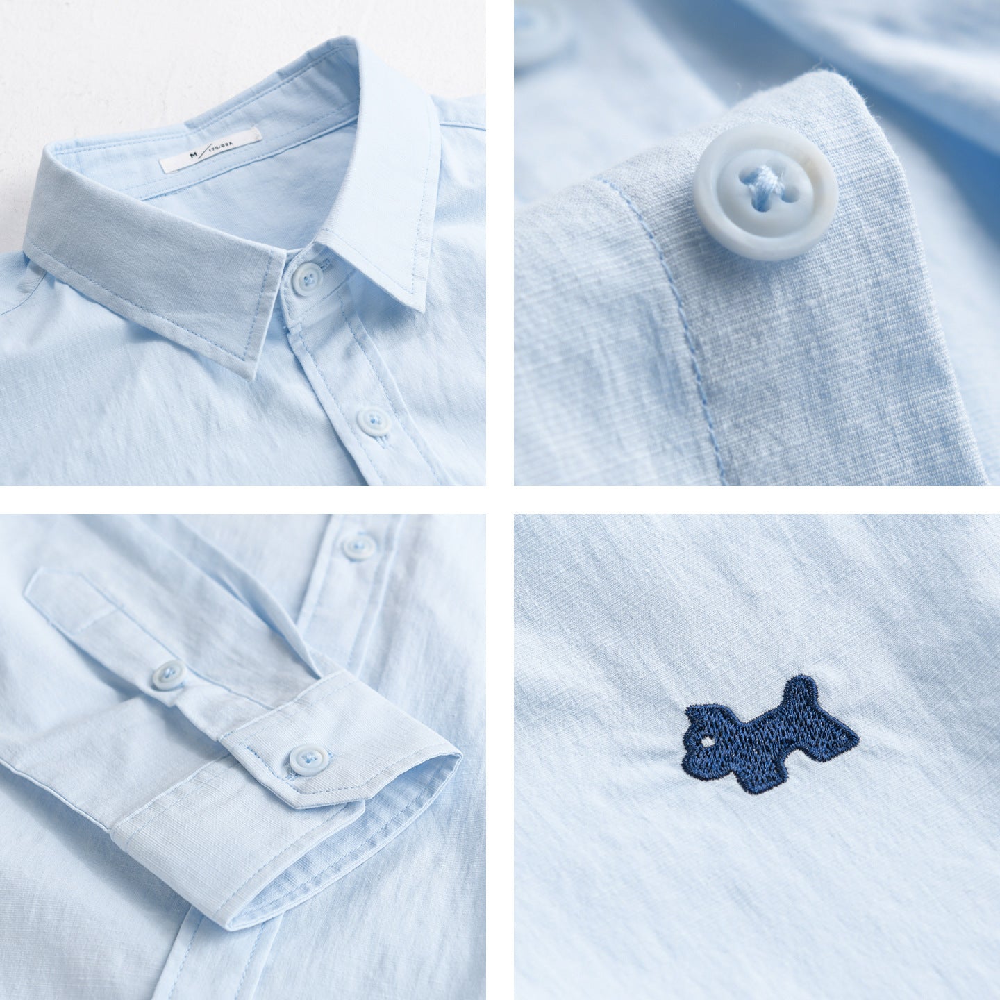 Men's Lightweight Cotton Layering Shirt with Integrated T-Shirt Insert and Dog Embroidery Chichicherry