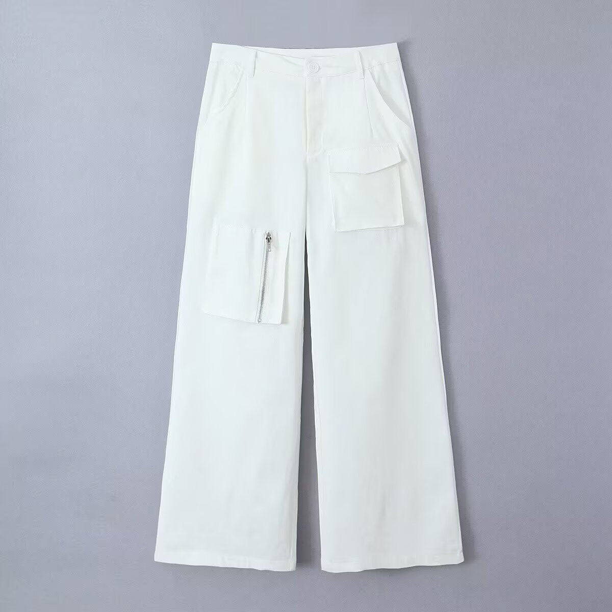 Women's Wide Cargo Pants with High Waist and Utility Pockets Chichicherry