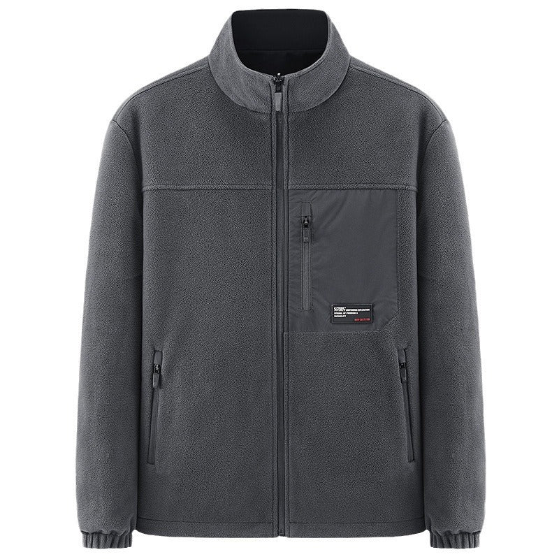 Men's minimalist technical all-weather softshell jacket with stand-up collar and water-repellent zippers Chichicherry