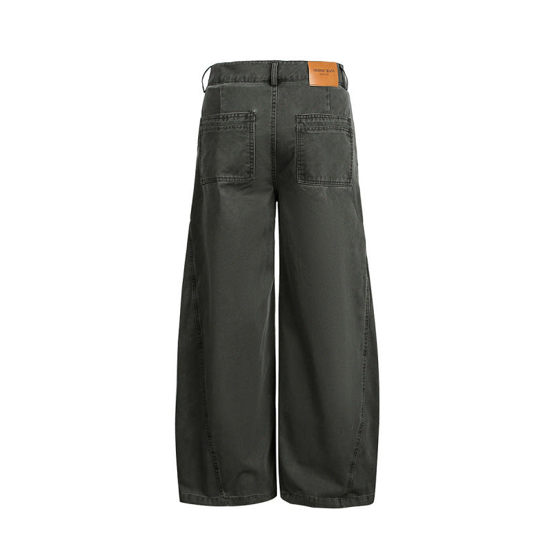 Women's Wide Balloon Cargo Pants with High Waist, Large Flap Pockets and Visible Stitching Details Chichicherry